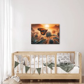 Kép – Pillangó a lenyugvó napban (70x50 cm)