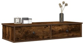 füstölt tölgy szerelt fa falipolc fiókokkal 100 x 37,5 x 19 cm