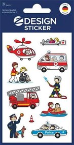 Matrica, papír, 3 ív, 76x120 mm, AVERY ZWECKFORM, Z-Design No.54137, mentősök, rendőrök, tűzoltók (AY54137)
