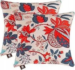 Díszpárnahuzat 45x45cm 2db Kék piros levelek