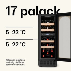 Klarstein Vinovilla Victoria 17 Duo borhűtő, 2 hűtési zóna, Touch control, 17 palack, 4 polc