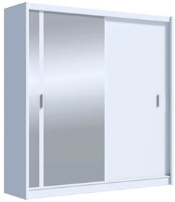 SABRINA gardróbszekrény tükörrel, 203x215 cm, fehér