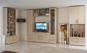 TV szekrény üveg, DTD laminált, tölgy sonoma, DUNAJ TYP6