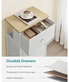 Tároló szekrény négy fiókkal, ruhás szekrény, fehér és tölgy 80x30x85cm