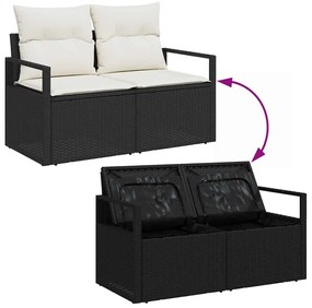 Kerti Kanapé Szett párnával tárolóval 6 pcs Fekete és Krém