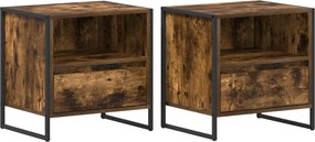 vidaXL Éjjeli asztal 2 pcs Füstös tölgy 50 x 39,5 x 50 cm Faanyag