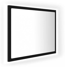 fekete akril LED-es fürdőszobai tükör 60x8,5x37 cm