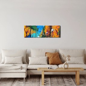 Kép - szerelmesek, pointillizmus (órával) (90x30 cm)