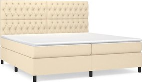 vidaXL krémszínű szövet rugós ágy matraccal 200 x 200 cm