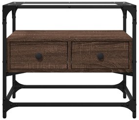 barna tölgy színű szerelt fa TV-szekrény üveglappal 60x35x51 cm