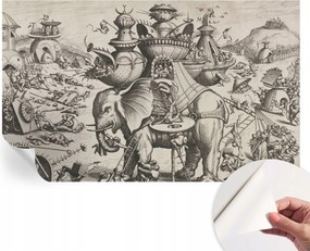 Fotótapéta Öntapadós tapéta a szobába Groteszk csata 416x254 cm