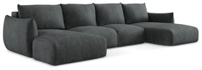 Sötétszürke zsenília kinyitható sarokkanapé (U alakú) Leila – Makamii