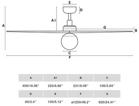 FARO 34280WT-11L KLIM M mennyezeti ventilátor 1xE27/15W/230V fenyő/fehér, 125 cm