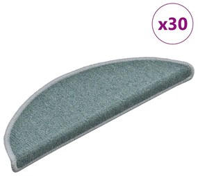 30 db-os lépcsőszőnyegek 56 x 17 x 3 cm tengerkék félkör alakú szőnyeg