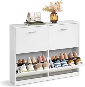 Cipőszekrény 4 billenő ajtóval 24x105x82,7 cm, hófehér