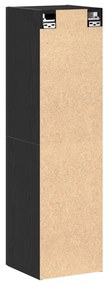 TV Szekrény fekete tölgy színben, méret 30,5 x 30 x 110 cm, mérnök fa anyagból.