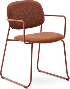 Terrakotta színű fém karfás étkezőszék Meli – Kave Home