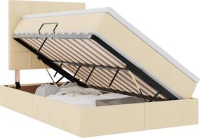 vidaXL Ágy tárolóval és matraccal Krém 120 x 200 cm Poliészter