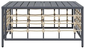 antracitszürke polyrattan kerti asztal 70 x 70 x 34 cm