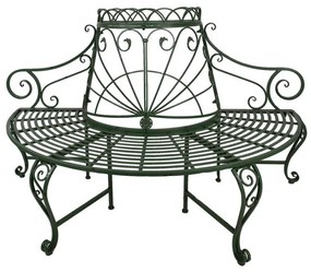 Félkör alakú antikolt zöld kerti pad