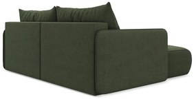 Zöld kinyitható-tárolóhelyes sarokkanapé (bal oldali) Nanea – Makamii