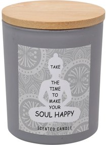 Soul Happy illatgyertya , lonc illatú, 7 x 8,5 cm, 300 g, szürke