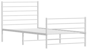 fehér fém ágykeret fej- és lábtámlával 100x200 cm