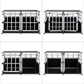 BRUNO kutyaszállító box, 89x70x51cm, ezüst/fekete Cadoca