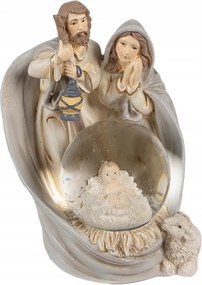 Karácsonyi betlehem a kis Jézussal a hógömbben hóemberben 1