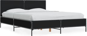 vidaXL fekete szerelt fa és fém ágykeret 120 x 200 cm