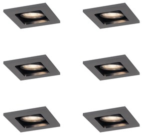 6 darabos modern süllyesztett spotlámpa készlet, fegyverszürke, GU10, 50mm, kerek, dönthető - Qure