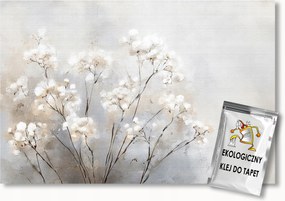 Fotótapéta Flizelina Természet Fehér Virágok Gipszkarton Hygge Boho 200x140 ragasztó