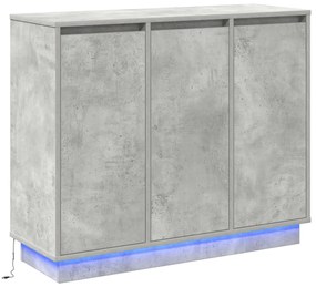 LED-es oldalszekrény Beton Szürke 90x32x75 cm Mérnöki Fa