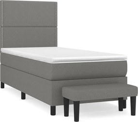 vidaXL sötétszürke szövet rugós ágy matraccal 80 x 200 cm