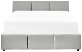 Világosszürke bársony ágyneműtartós franciaágy 140 x 200 cm BOUSSE Beliani