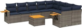vidaXL 10 részes szürke polyrattan kerti ülőgarnitúra párnával