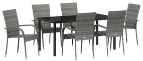 vidaXL Kert étkező szett 7 pcs Szürke Porszórt acél