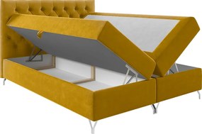 Boxspring ágy, 120x200, sárga Velvet szövet, GULIETTE + ajándék