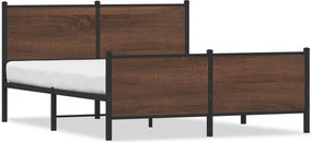 vidaXL barna tölgy színű fém ágykeret matrac nélkül 140 x 200 cm