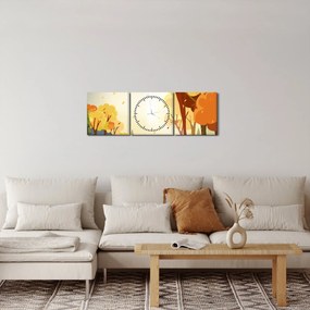 Kép - őszi táj, illusztrációk (órával) (90x30 cm)