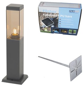 Modern kültéri lámpaoszlop sötétszürke füsttel 45 cm - Malios