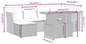 7 részes bézs polyrattan kerti ülőgarnitúra párnákkal