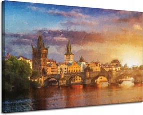 Vászonkép Olajfestmény Város Stílus Művészet Építészet 120x80 cm