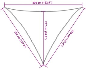 háromszög alakú HDPE napvitorla 160 g/m² 3,5x3,5x4,9 m
