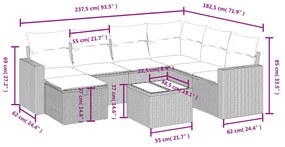 8 részes vegyes bézs polyrattan kerti ülőgarnitúra párnákkal