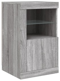 szürke sonoma tálalószekrény LED-világítással 123 x 37 x 67 cm