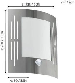 EGLO 88144 - Szenzoros kültéri fali lámpa CITY 1xE27/15W/230V IP44