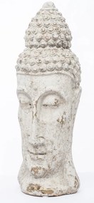 Cyrus design krém színű koptatott buddha fej dekorációs szobor 30x11x10cm
