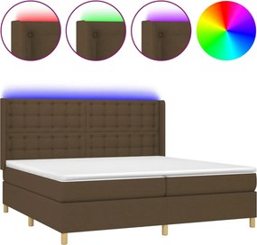 vidaXL barna szövet rugós és LED-es ágy matraccal 200x200 cm
