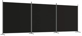 3 paneles fekete szövet térelválasztó 525x180 cm
